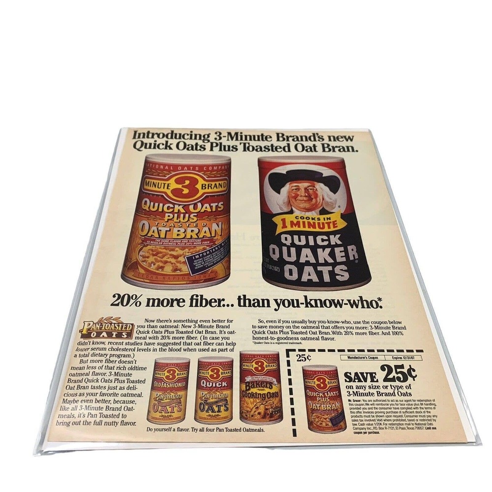 Vintage Print Ad 1987 Quaker Oats Genuine Magazine Advertisement Ephemera